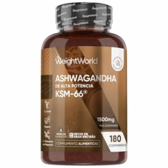 Botella de suplemento de Ashwagandha de alta potencia KSM-66.