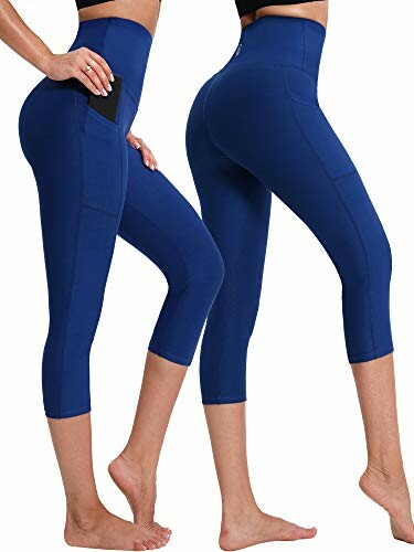 Leggings azules capri con bolsillo lateral