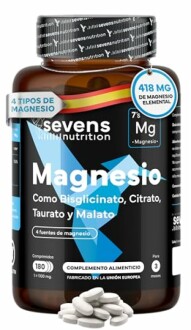 Suplemento de magnesio en frasco de Sevens Nutrition.