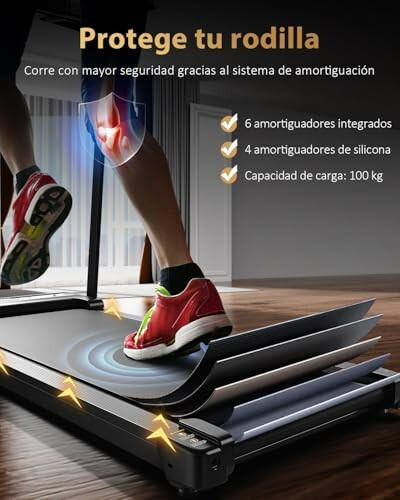 Caminadora con sistema de amortiguación para proteger rodillas.